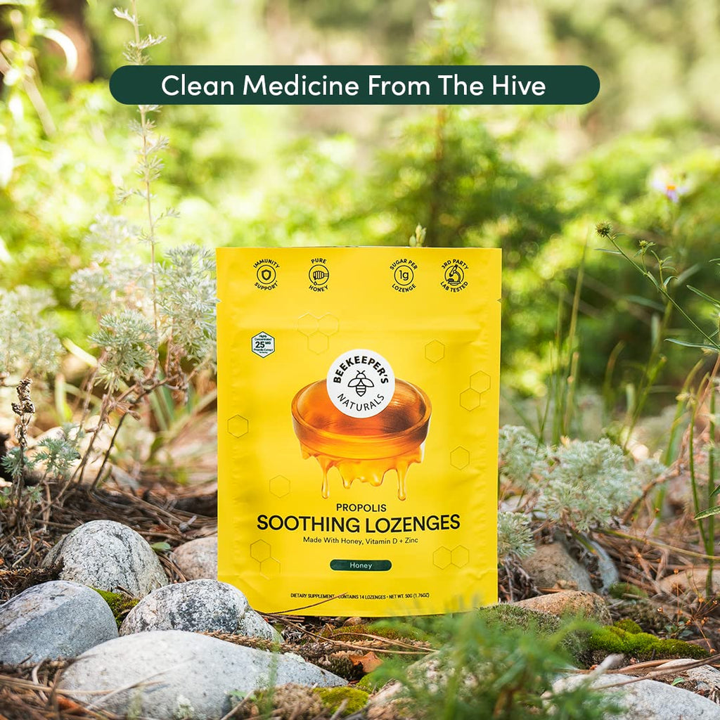 Soothing Honey Cough Drops - Immune Support with Vitamin D, Zinc and Propolis - by Beekeepers Naturals - Throat Soothing Lozeng