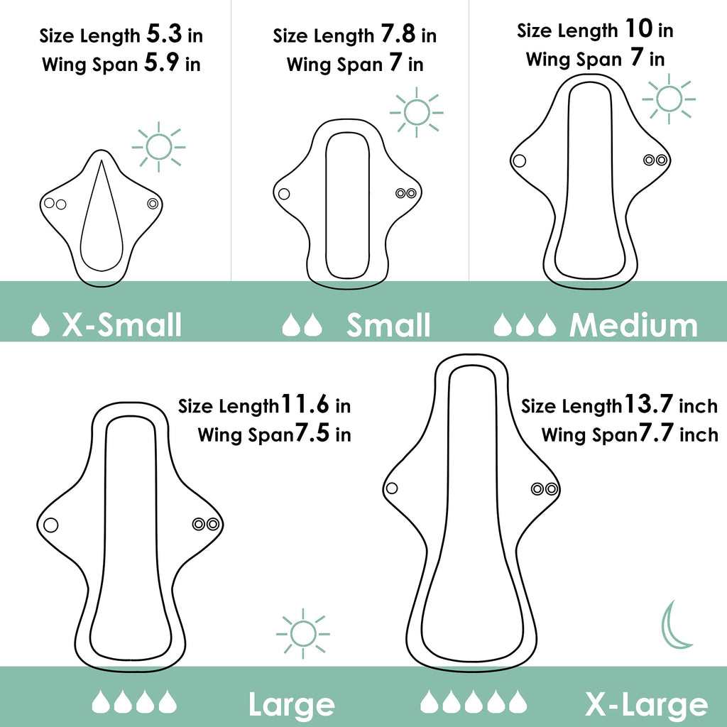 wegreeco 6 Pcs Reusable Menstrual Pads, Ultra Absorbent Cloth Pads for Heavy Flow, Sanitary Pads for Teens, Women, Nonslip, Inne