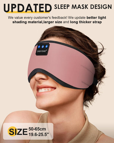 Bluetooth Sleep Mask Headphones 3D Deep Eye Mask with Headphones,Can Play 14 Hours Breathable 100% Blackout Sleeping Mask for Tr