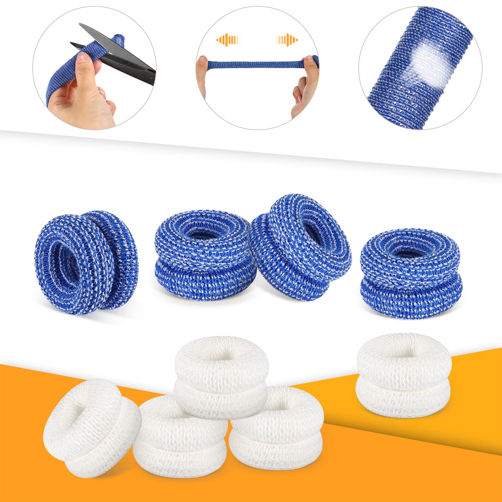 Nuanchu Tubular Bandage Finger Roll Cotton Finger Cots Elastic Thumb Gloves Dressings Fingertips Gauze Blue White Disposable Ban