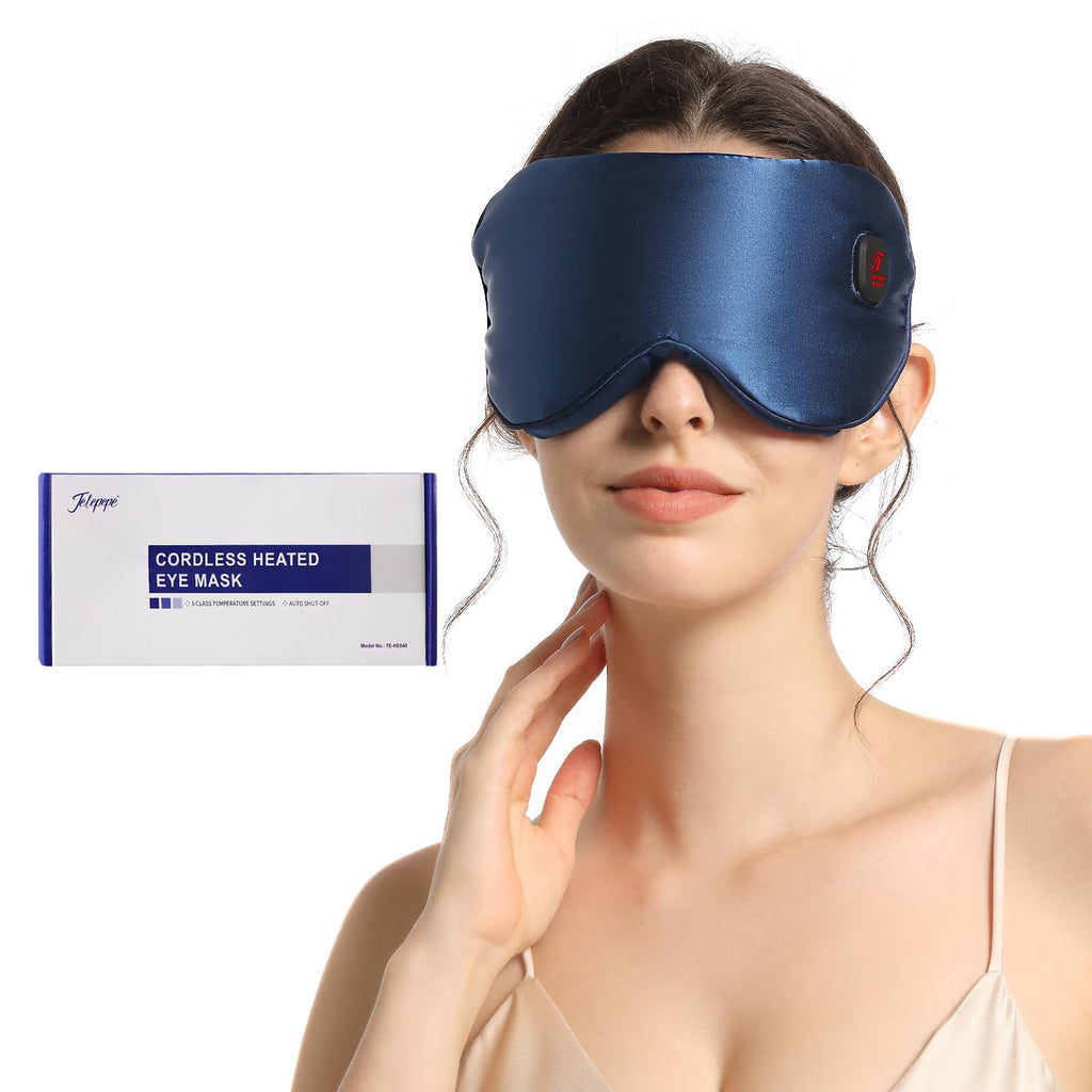 Heated Eye Mask for Dry Eyes, 1500mAh Cordless Warm Eye Compress for Blepharitis, Styes, Washable Cover, Gifts for Family and Fr