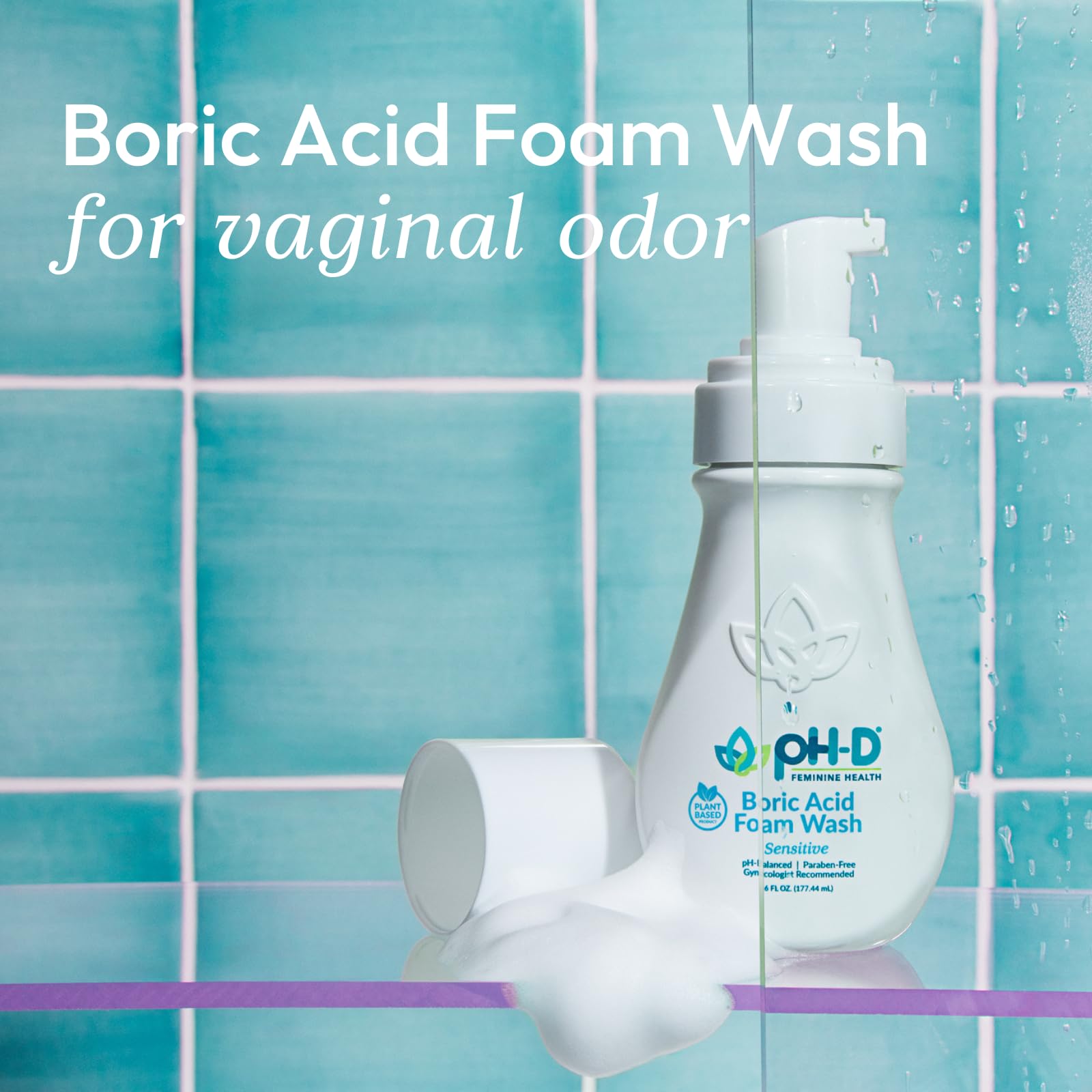 pH-D Feminine Health Support - Boric Acid Foam Wash - pH-Balanced, Paraben-Free, and Plant-based (Sensitive, 6 Fl Oz (Pack of 1)