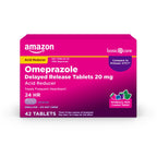 Amazon Basic Care Omeprazole Delayed Release Tablets 20 mg, Acid Reducer, Wildberry Mint Coated Tablet, Heartburn Medicine, 42 C