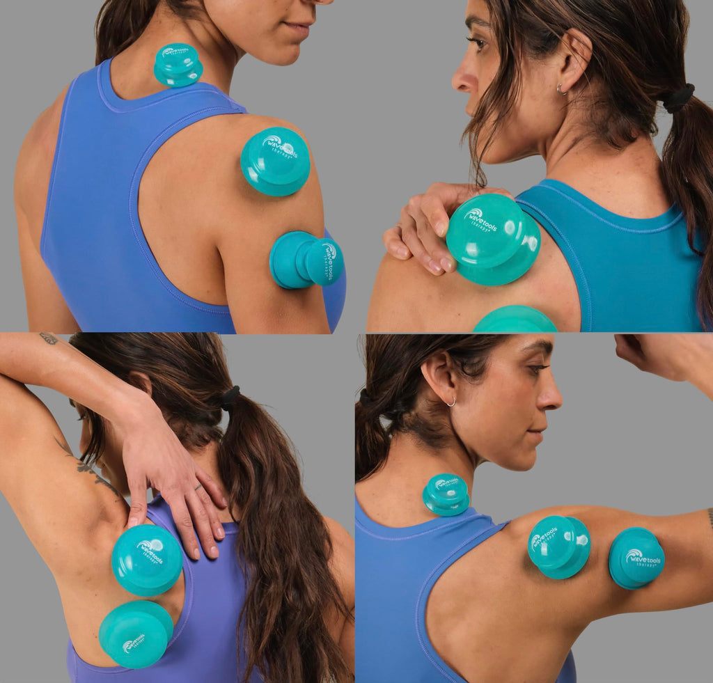 Dual Style Silicone Massage Cupping Therapy Set with All Natural Balm, Mixed 4 or 6 Packs with case (6 Pack, Clear Teal Glide Cu