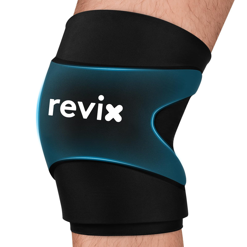 REVIX 3D Knee Ice Pack Wrap, Flexible Ice Compression Knee Sleeve with Innovative Dual-layer Gel, Reusable ice sleeve for knee, 