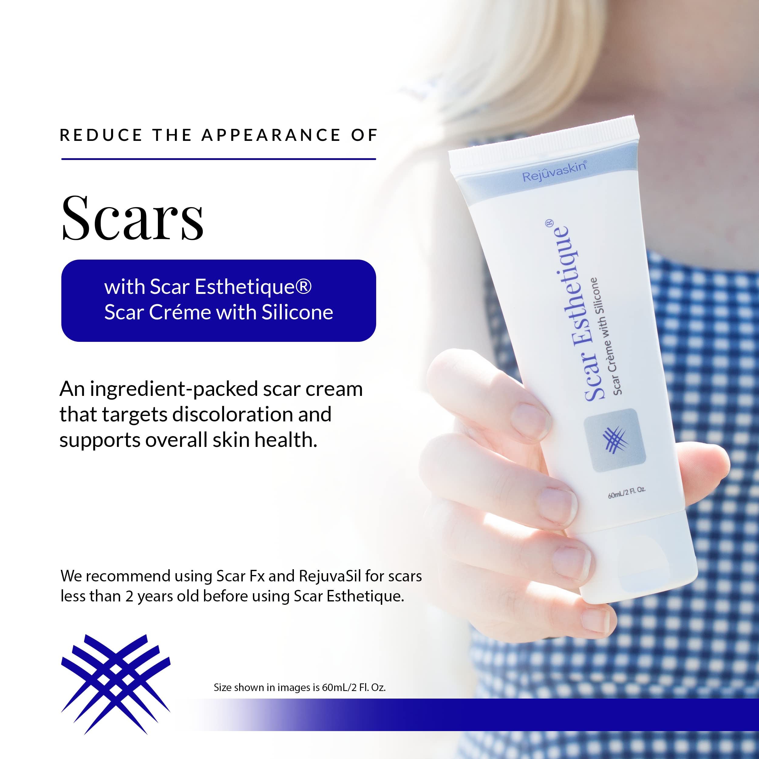 Rejuvaskin Scar Esthetique Scar Cream with Silicone - Scar Cream For Surgical Scars, Stretch Marks, Keloids, Acne, C-section, an