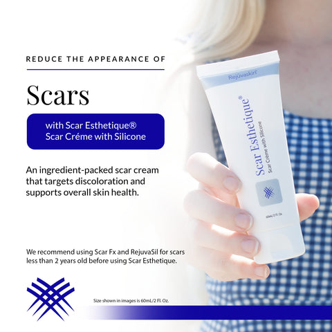 Rejuvaskin Scar Esthetique Scar Cream with Silicone - Scar Cream For Surgical Scars, Stretch Marks, Keloids, Acne, C-section, an