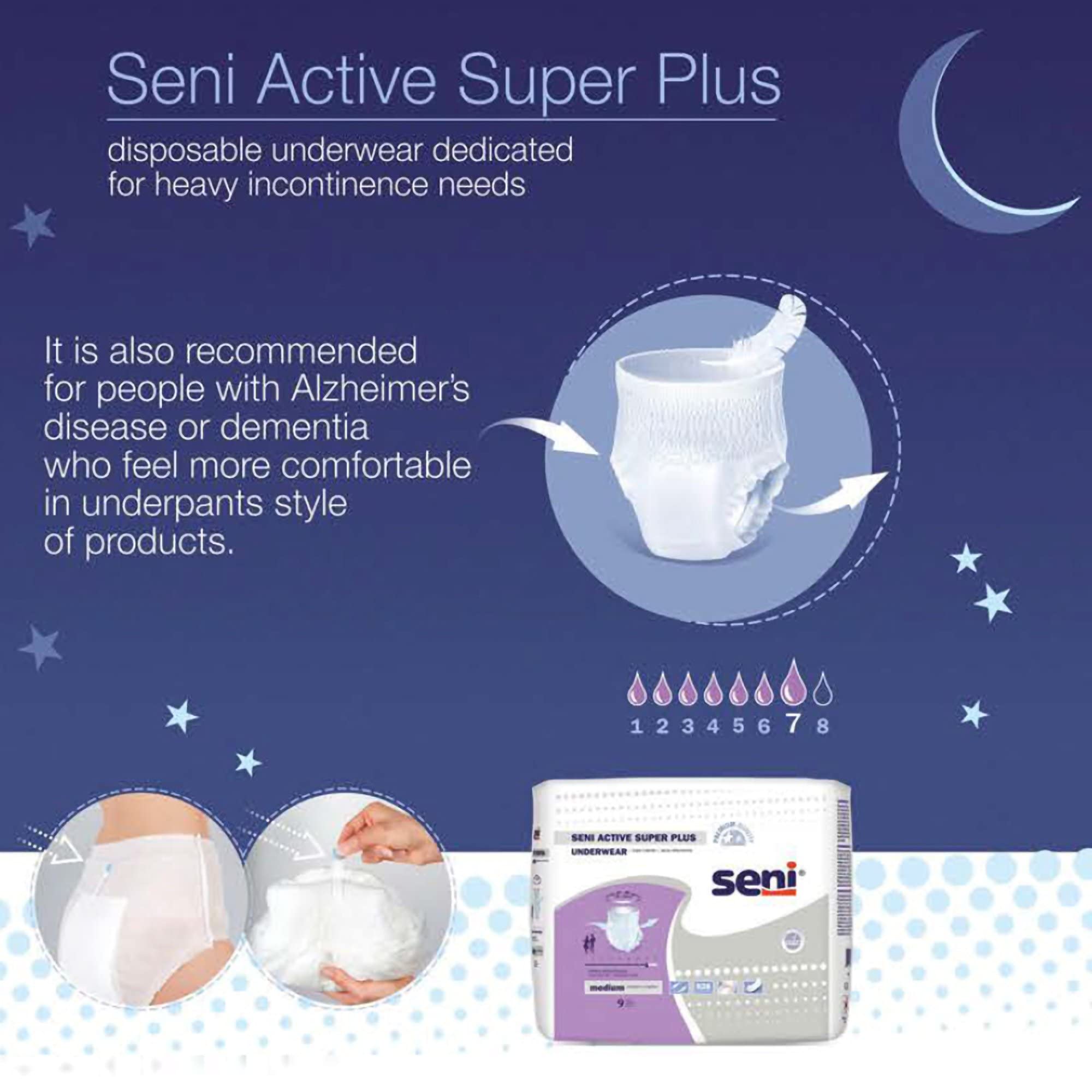 Seni Active Super Plus Disposable Underwear Pull On with Tear Away Seams Small, S-SM22-AP1, Heavy, 88 Ct