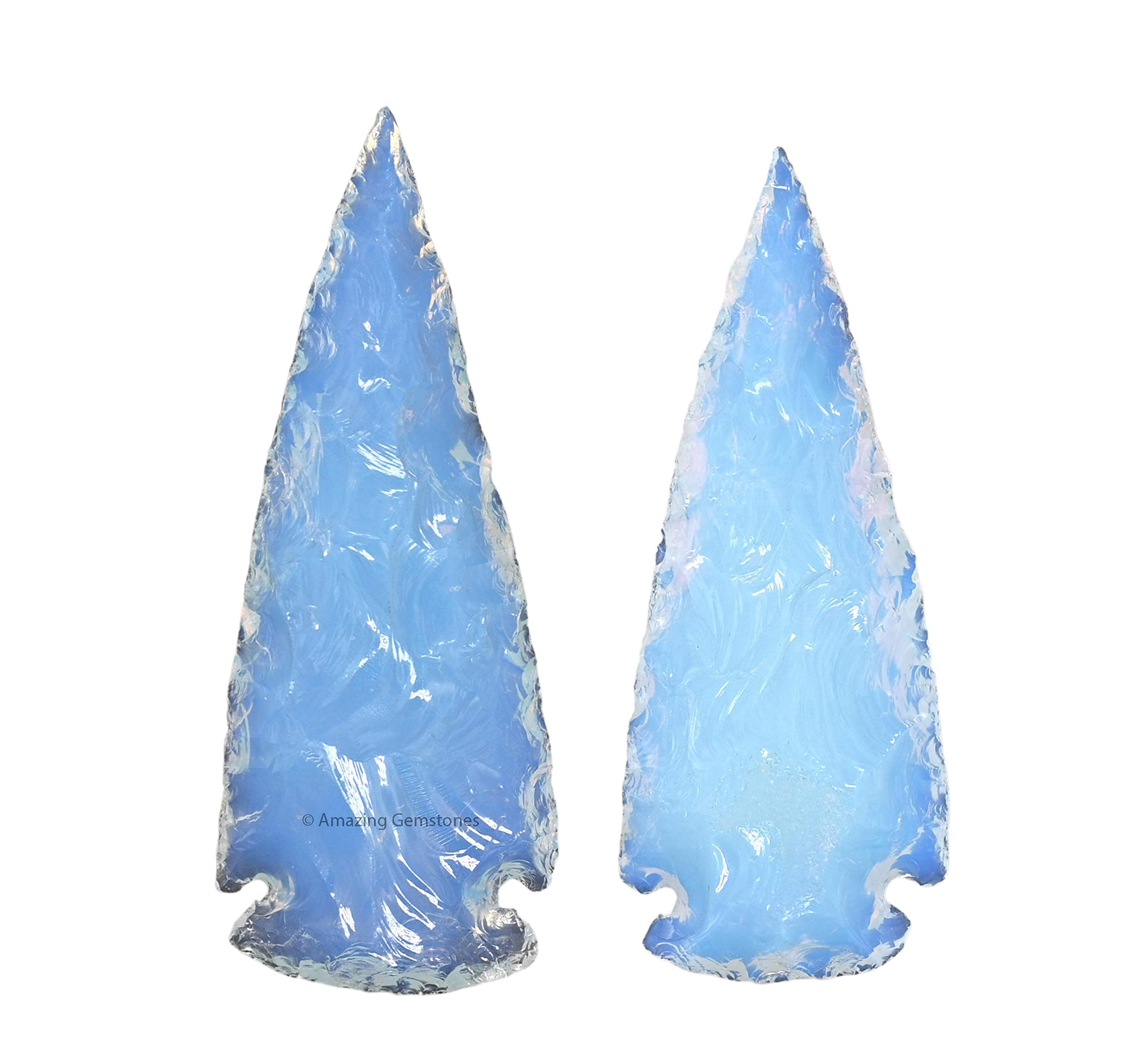 Amazing Gemstone 2 Pieces Opalite Arrowhead, Crystal and Healing Stone Flint Rock Arrow Head - 2 to 3 Arrowheads for DIY Project