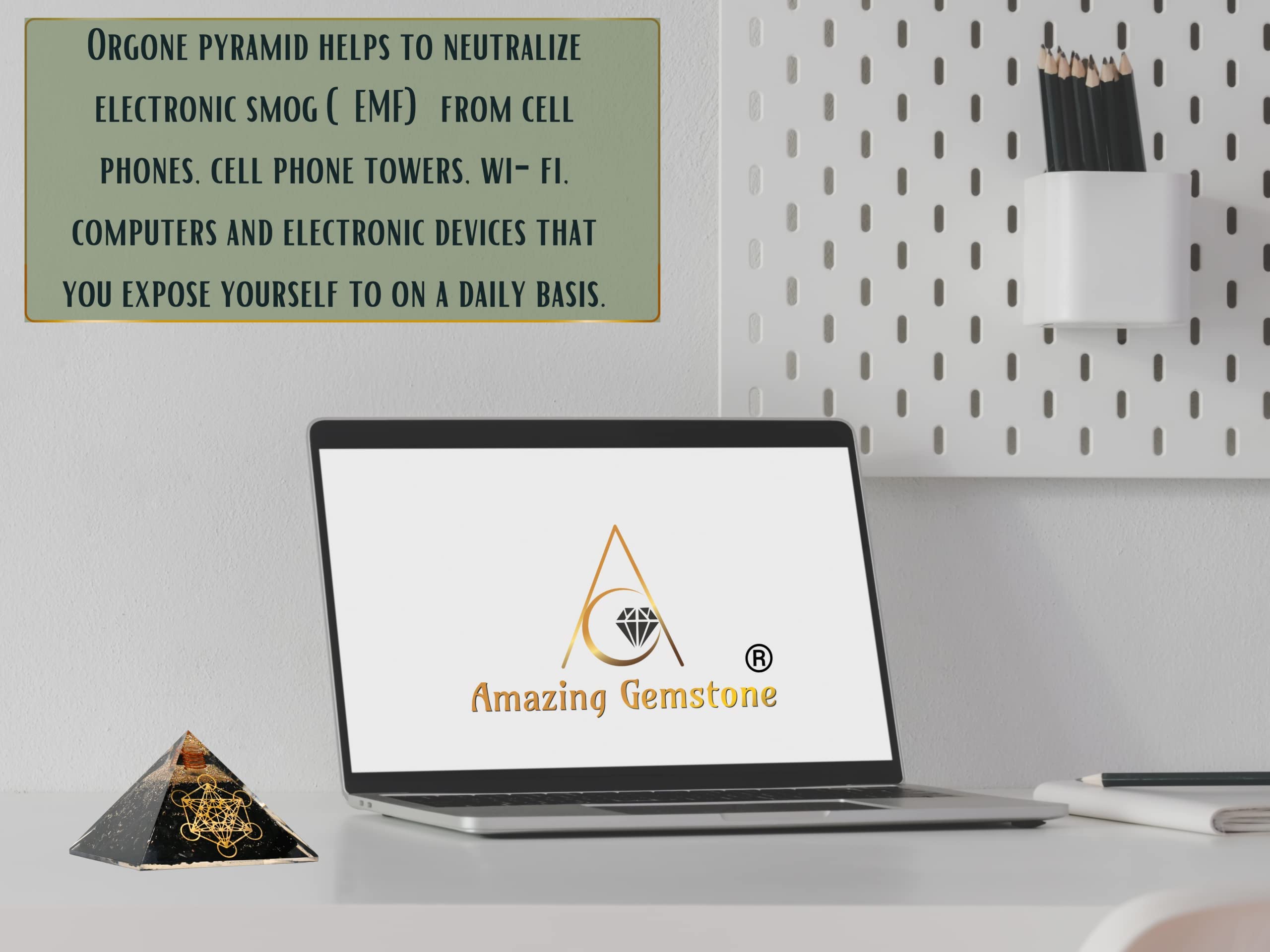 Large Orgone Pyramid | Shungite Pyramid Crystal | OM Orgonite Pyramid | Organ Pyramids Positive Energy Healing