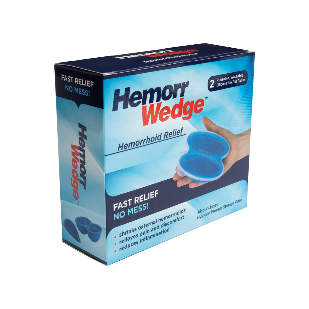Hemorrwedge Hemorrhoid Ice Pack for Relief & Cooling Support - Twin Gel Pack with Hygienic Case - Reusable Cold Therapy for Hemo
