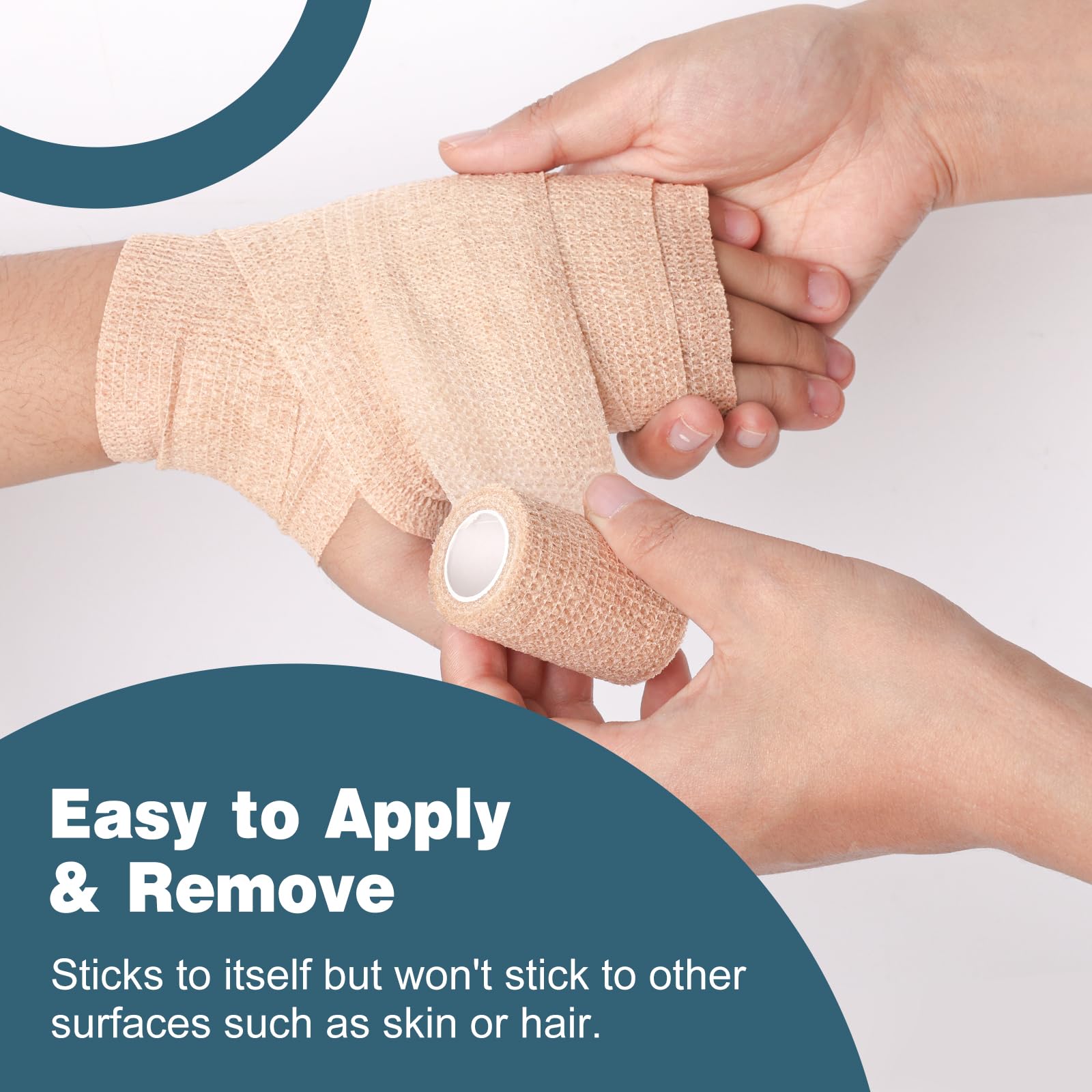 AZEN 16 Pack Self Adhesive Bandage Wrap, 2 X 5 Yards Elastic Cohesive Bandage Wrap, Skin Color Athletic Tape, Vet Wrap, Ankle Ta