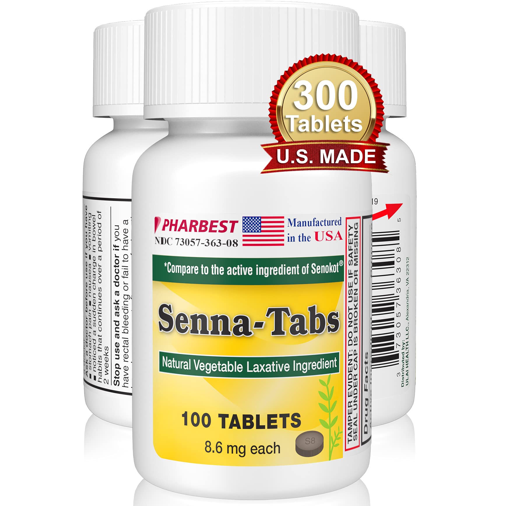 Senna Tablets 100 Ct. | Natural Vegetable Laxative [Made in USA] | Laxatives for Constipation, Colon Cleanser, Detox Cleanse, Co