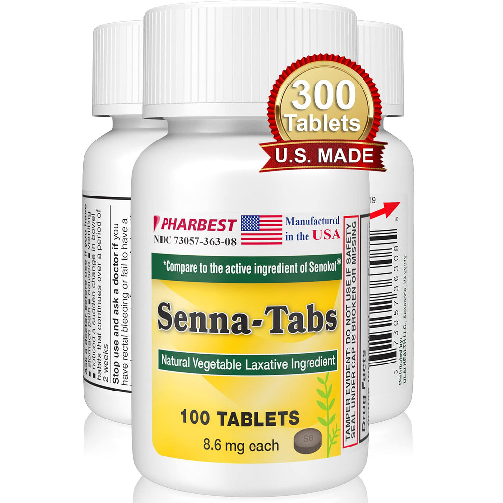 Senna Tablets 100 Ct. | Natural Vegetable Laxative [Made in USA] | Laxatives for Constipation, Colon Cleanser, Detox Cleanse, Co