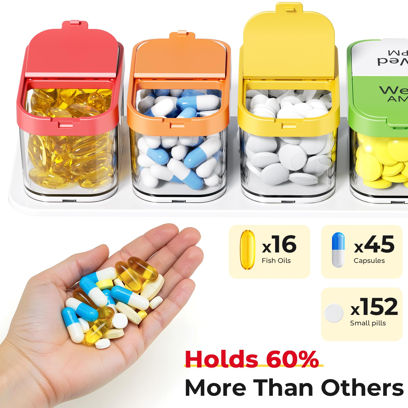 Odaro Extra Large Weekly Pill Organizer, XL Pill Box 7 Day Am Pm, Jumbo Medicine Organizer 2 Times A Day to Hold Daily Medicine