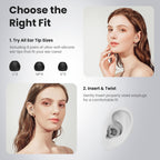 JUSTRVN Ear Plugs for Concert, 2 Pairs of Noise Reduction Earplugs 25dB-30dB with 8 Ear Tips&Carry case,Reusable Hearing Protect