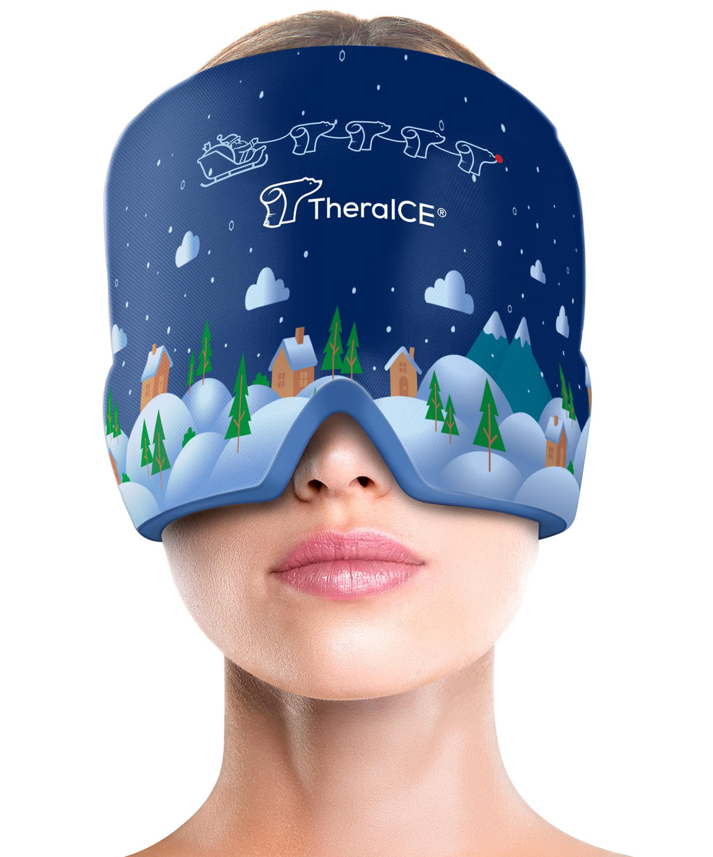 TheraICE Migraine Relief Cap, Cooling Gel Hat, Soothing Headache Ice Pack Mask Products, Face Cold Compress Head Wrap for Tensio