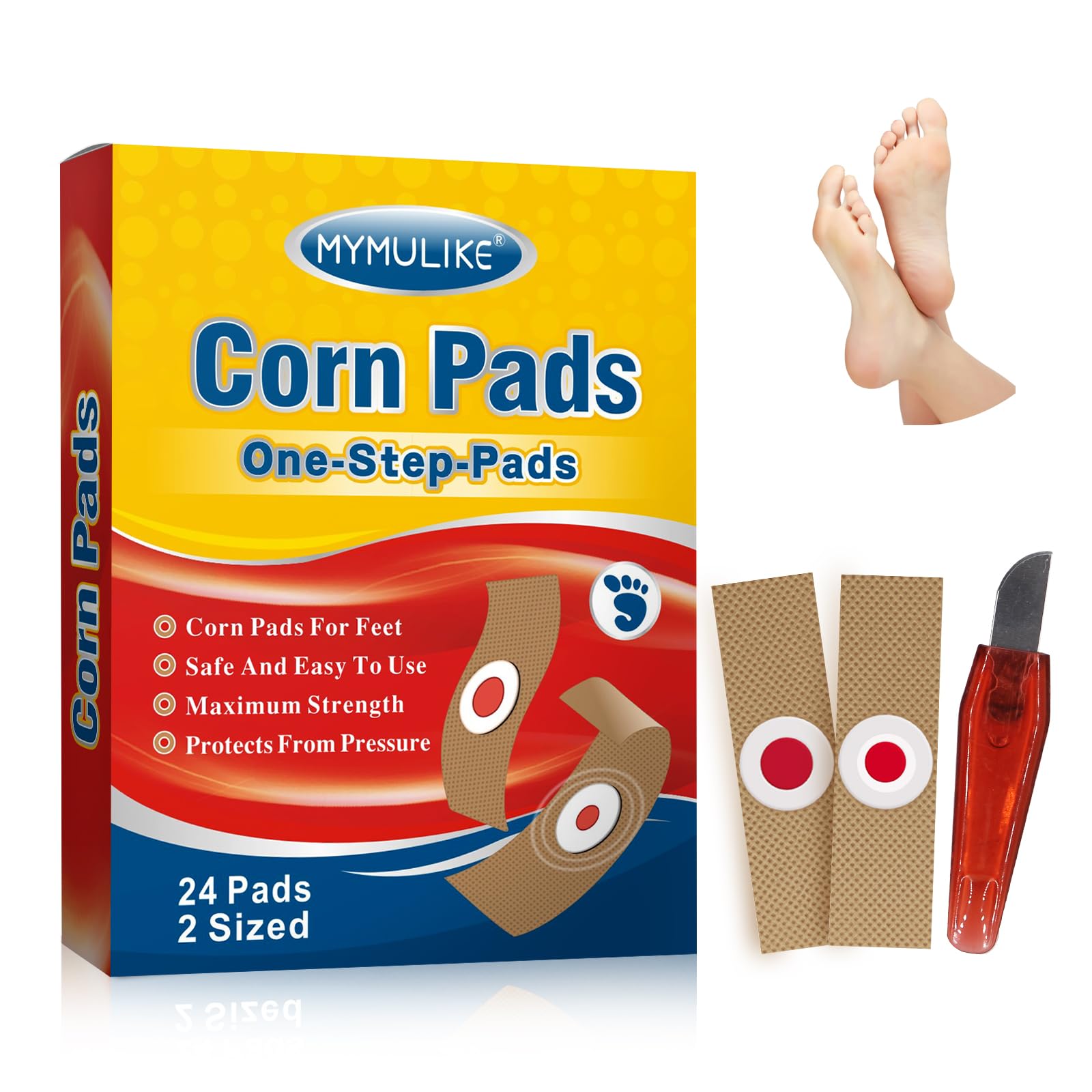 MYMULIKE Corn Removers for Feet, 24 Pack, 2 Size Corn Removers for Toe, Corn Remover Feet, 12 Large Size and 12 Small Size Foot 