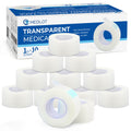 LotFancy Transparent Medical Tape, 12 Rolls Adhesive Clear Hypoallergenic Surgical Tape, PE First Aid Tape for Wound, Bandage, 1