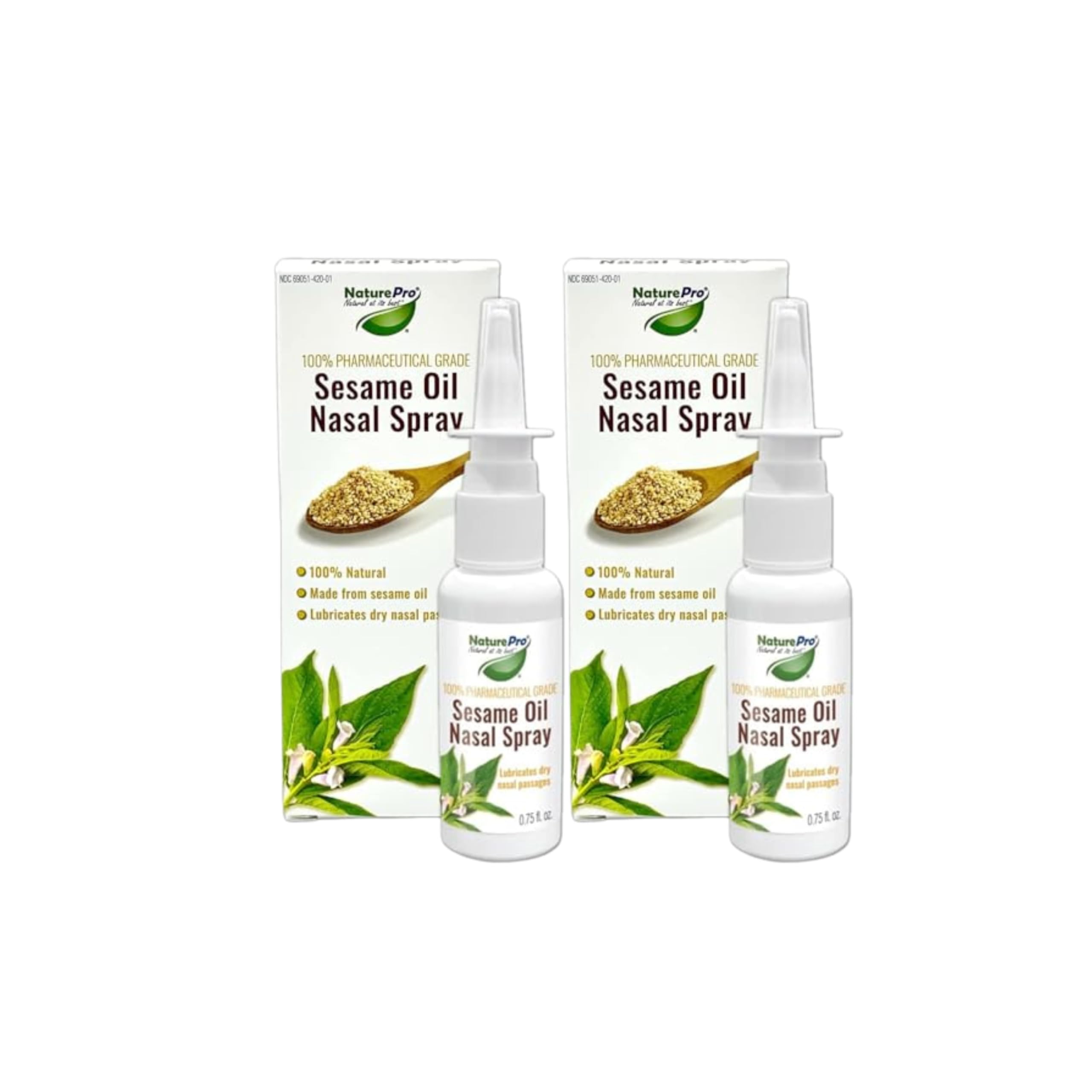 NATUREPRO Sesame Oil Nasal Spray 2 Pack with 100% Pharmaceutical Grade Sesame Oil to Offer a Natural Way to Lubricate Your Nasal