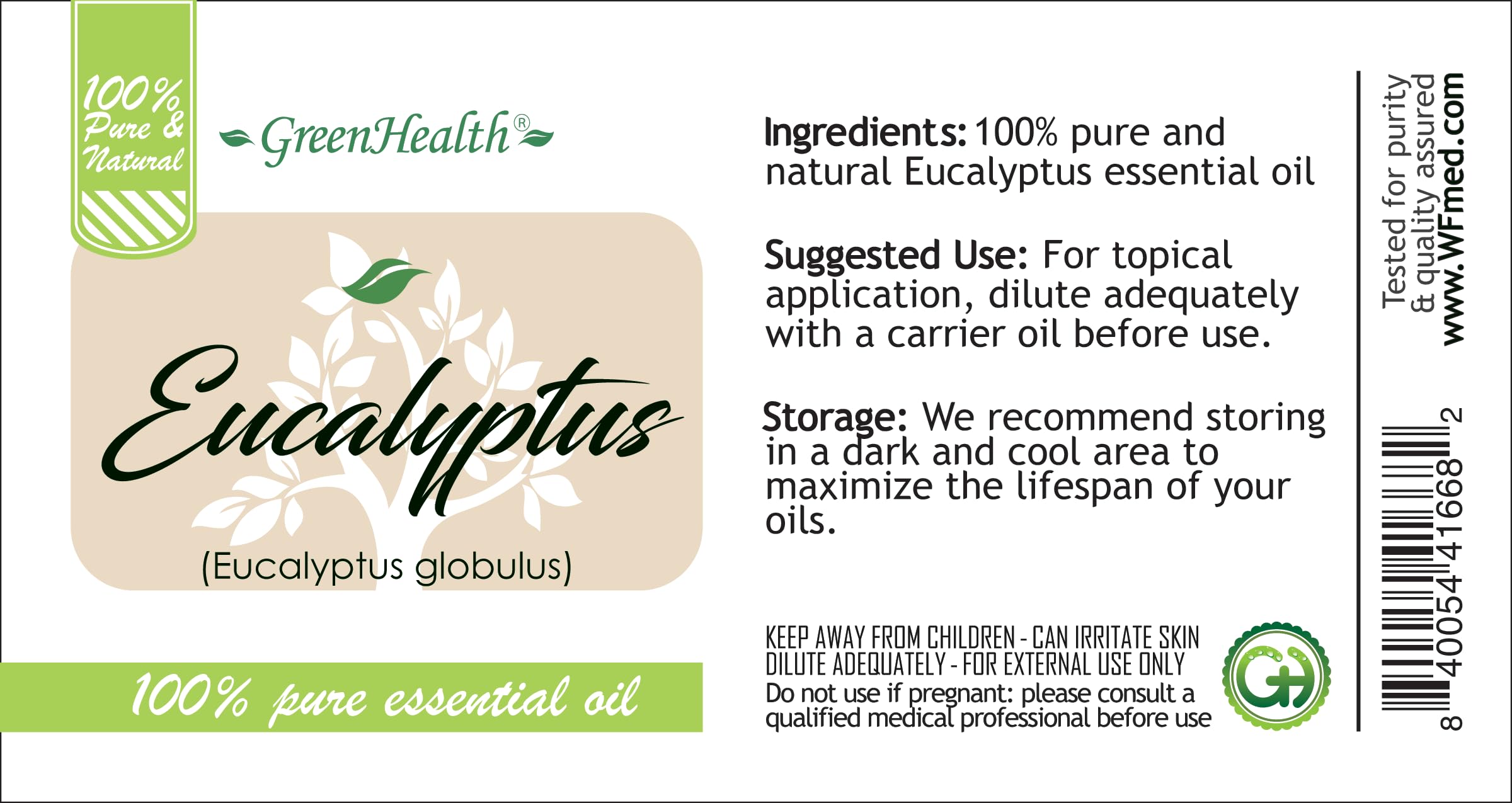 1 fl oz - Eucalyptus Essential Oil - (100% Pure & Uncut) - Greenhealth
