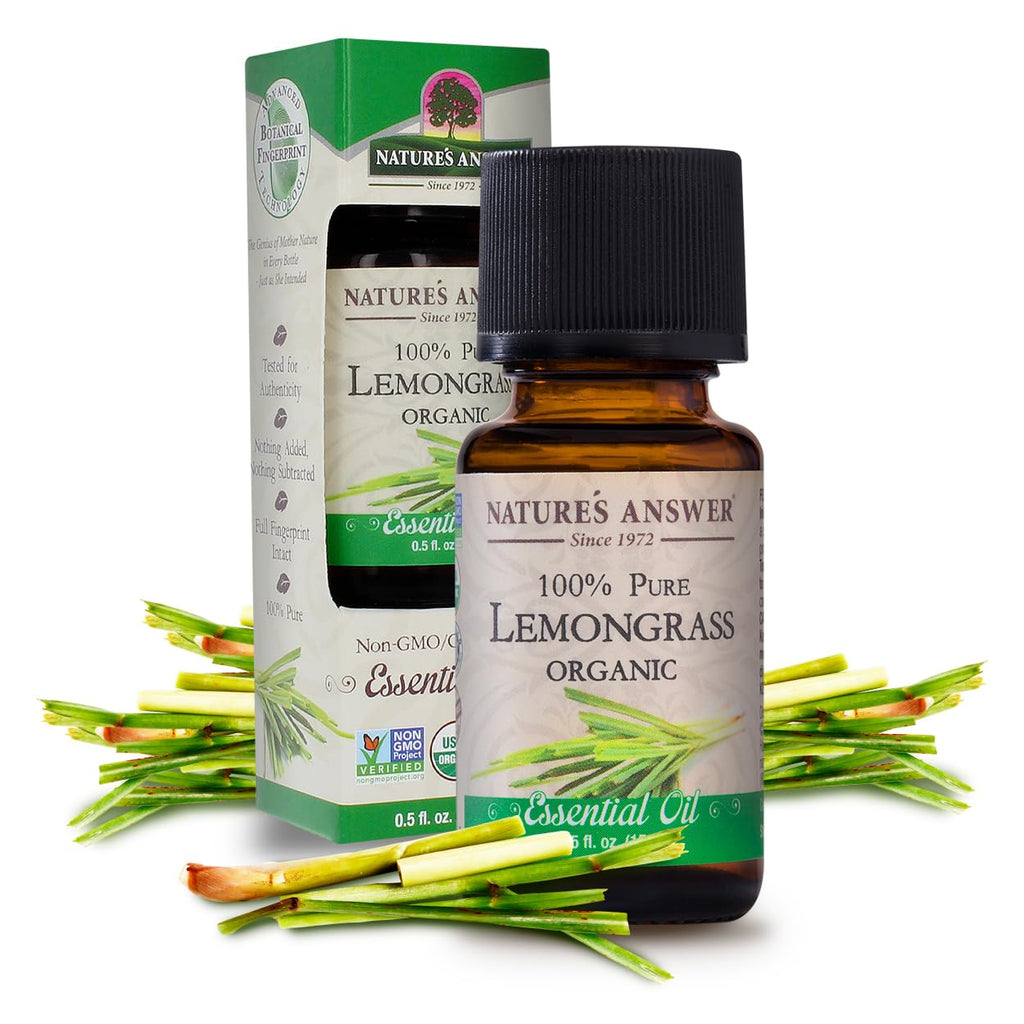 Natures Answer USDA Organic Lemongrass Essential Oil, 100% Pure | Natural Aromatherapy Oil for Diffuser/Humidifier, Steam Distil