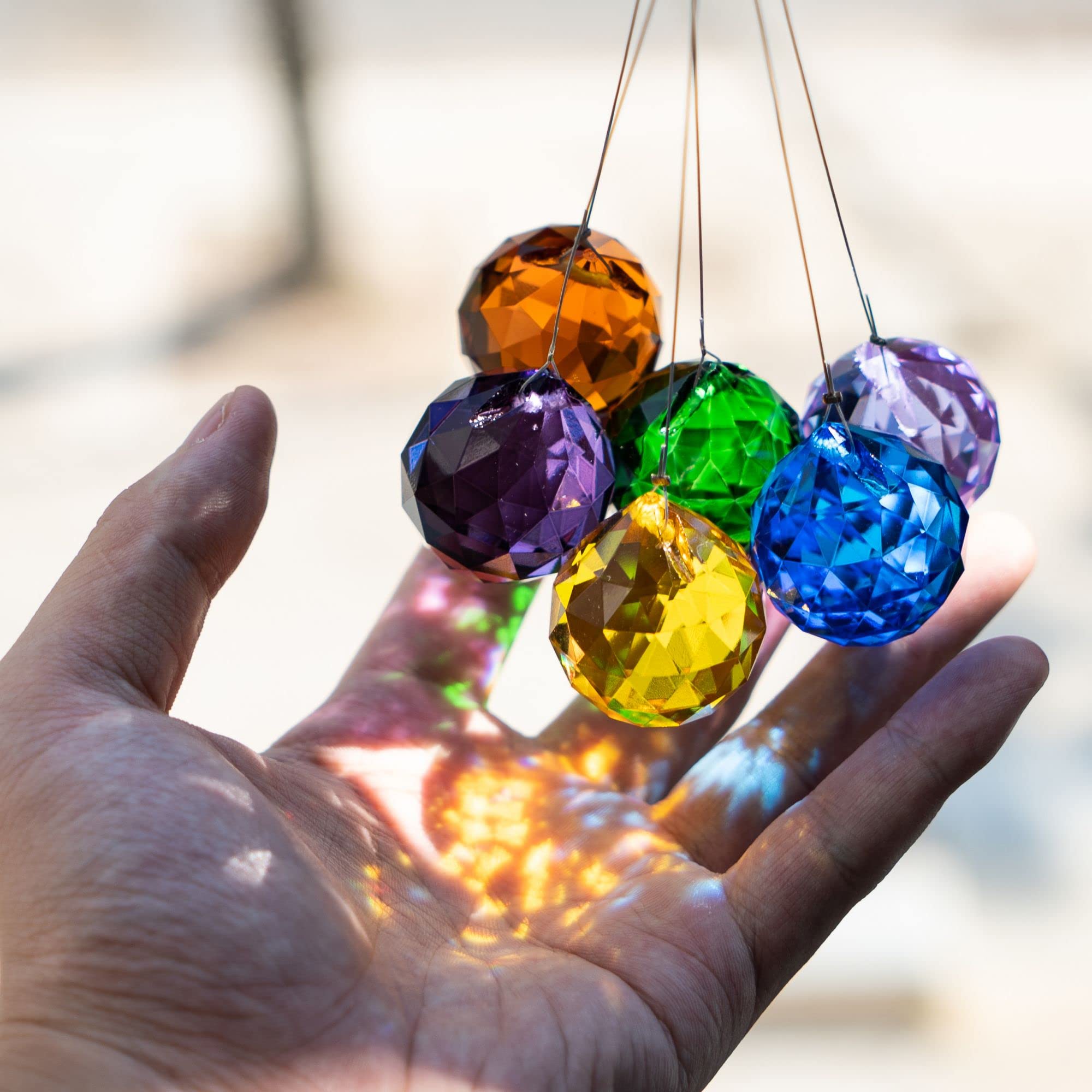 Crystalsuncatcher 30mm Vintage Feng Shui Faceted Decorating Crystal Ball Prism Pendant Suncatcher Multi-Color Hanging Pendant Su
