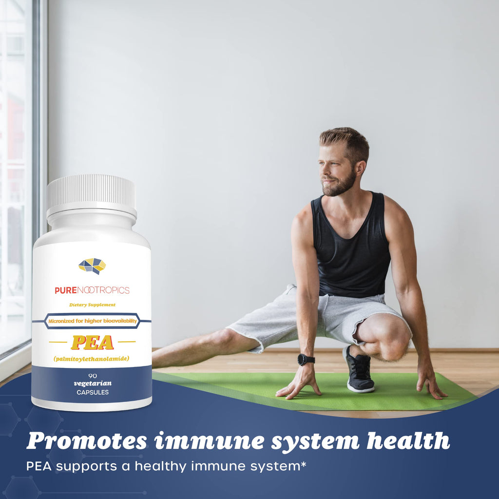 Pure Nootropics - Palmitoylethanolamide (Micronized Pea) 400 mg Capsules | 90 Veg Caps Value Pack | Supports Relief from Occasio
