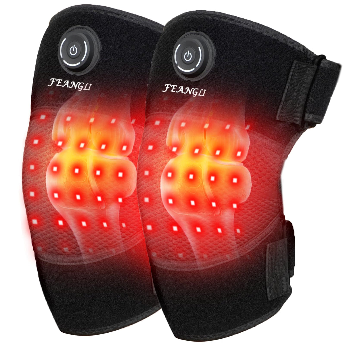 feangli Red Light Knee Brace, Cordless Rechargeable for Knee Wrap, 660nm & 850nm Red Light Heated Device for Knee/Shoulder/Elbow
