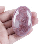 Loveliome Natural Strawberry Quartz Oval Polished Worry Stones, Healing Crystal Indoor Fountain Stones Massage Energy Anxiety Re