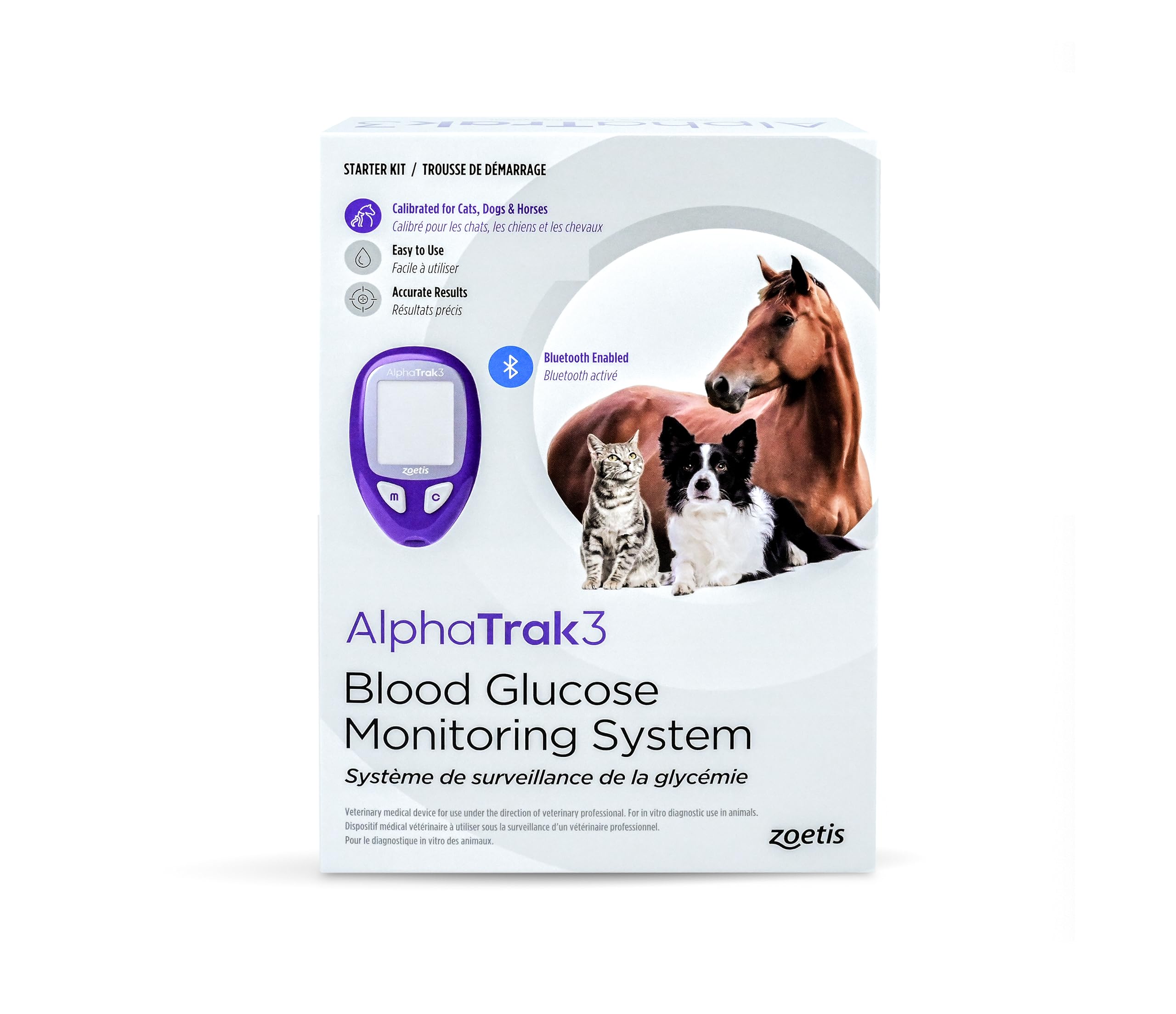 AlphaTrak 3, 8 Piece Pet Blood Glucose Monitoring Kit for Diabetic Cats, Dogs, and Horses All-in-One Solution for in-Clinic Or a