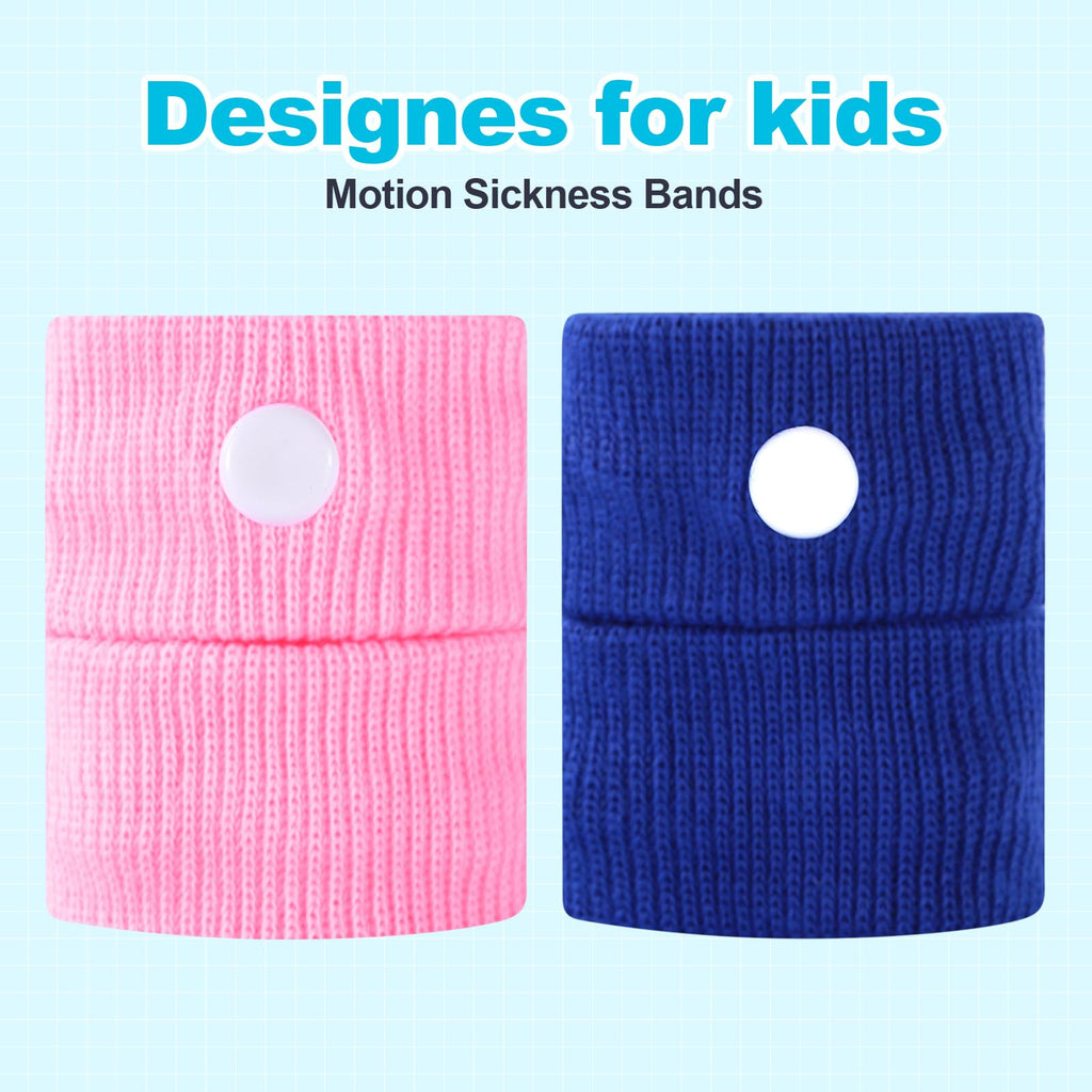 SZSTYYP Motion Sickness Bands for Kids, Travel Sickness Relief Wristbands, Anti-Nausea Wristbands for Car Sickness(Pink and Blue