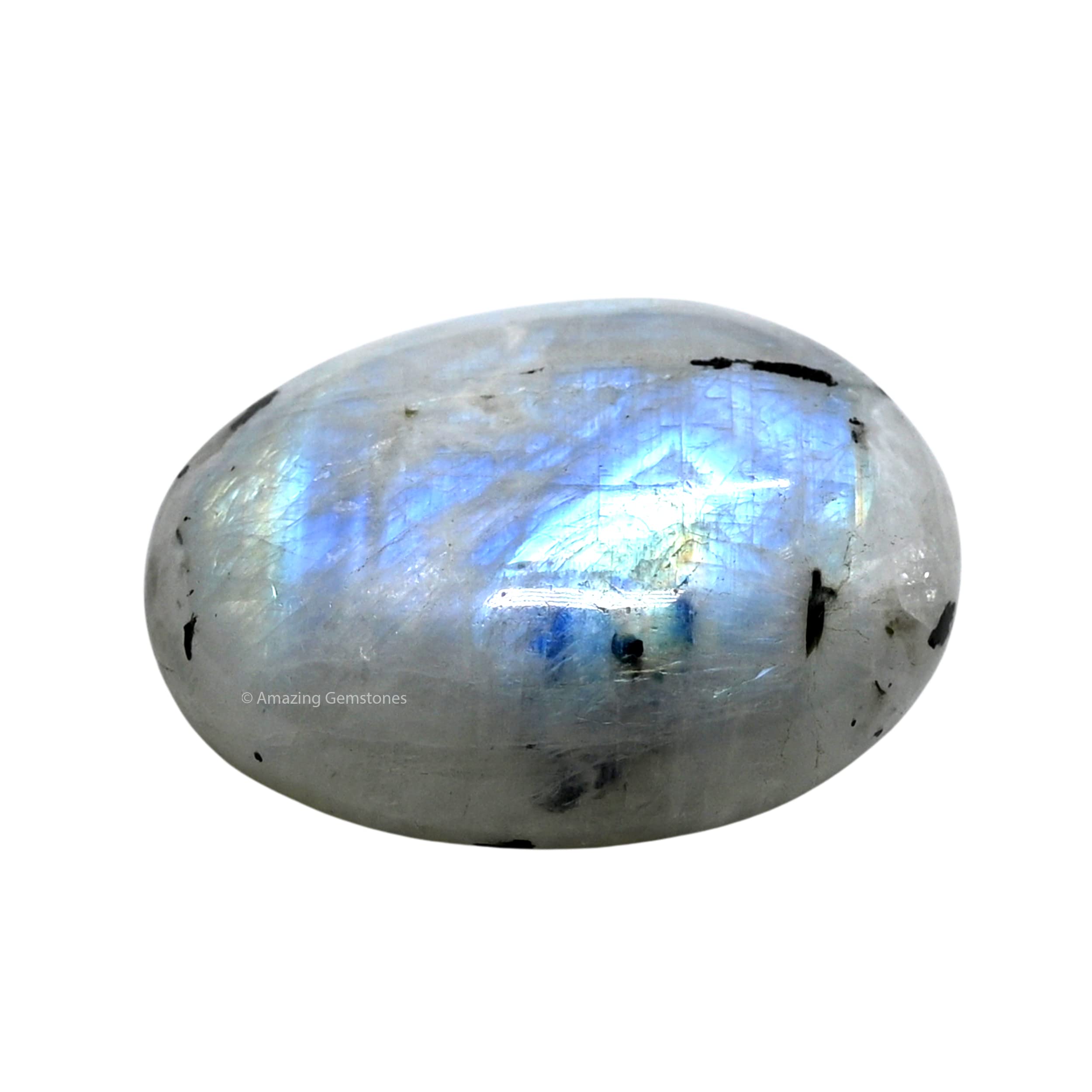Rainbow Moonstone Palm Stone - Pocket Massage Worry Stone for Natural Body Chakra Balancing, Reiki Healing and Crystal Grid