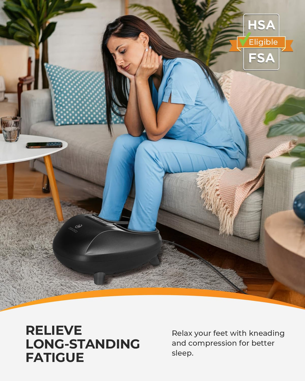 CooCoCo FSA Eligible Foot Massager with Heat, Upgrade ABS Feet Massager with Remote, Foot Massager for Neuropathy & Plantar Fasc