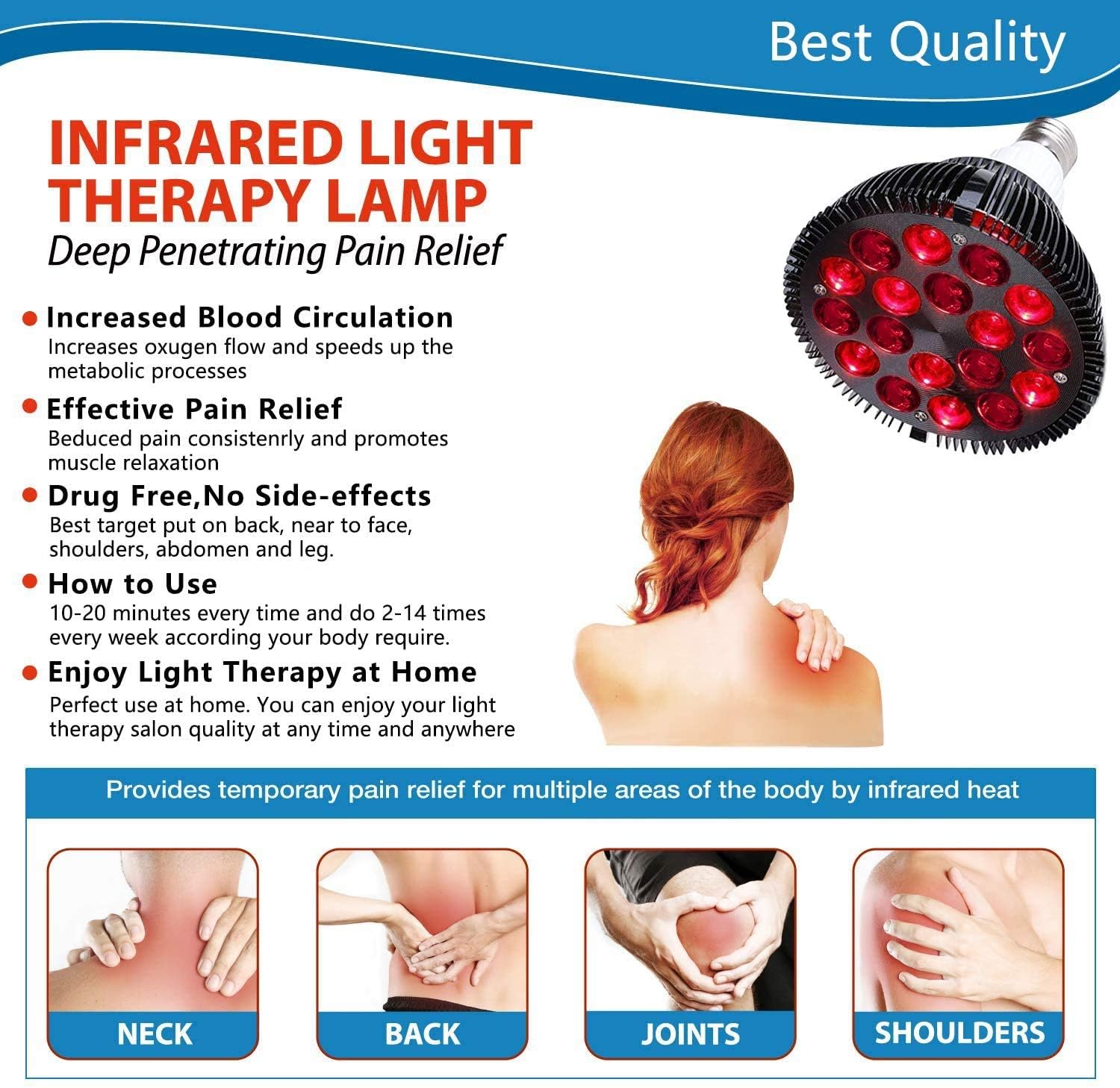 Elitzia Infrared Lamp Bulb 660nm Red and 850nm Near Infrared Bulb Accessory for ET350 Infrared Light Device ETPAR38 (Black)