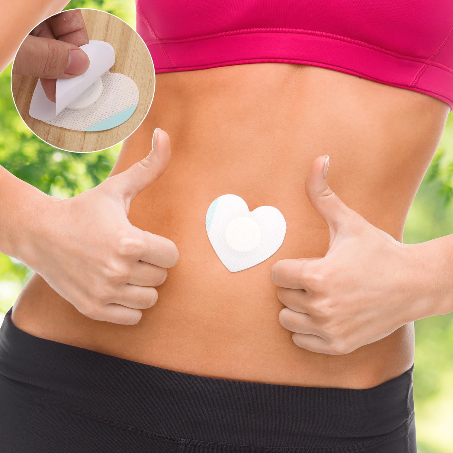 Gosknor 60pcs Castor Oil Wrap for Belly Button, 2.76x2.36 Inch Heart Shape Castor Patches Self-Adhesive & Highly Absorbent Belly