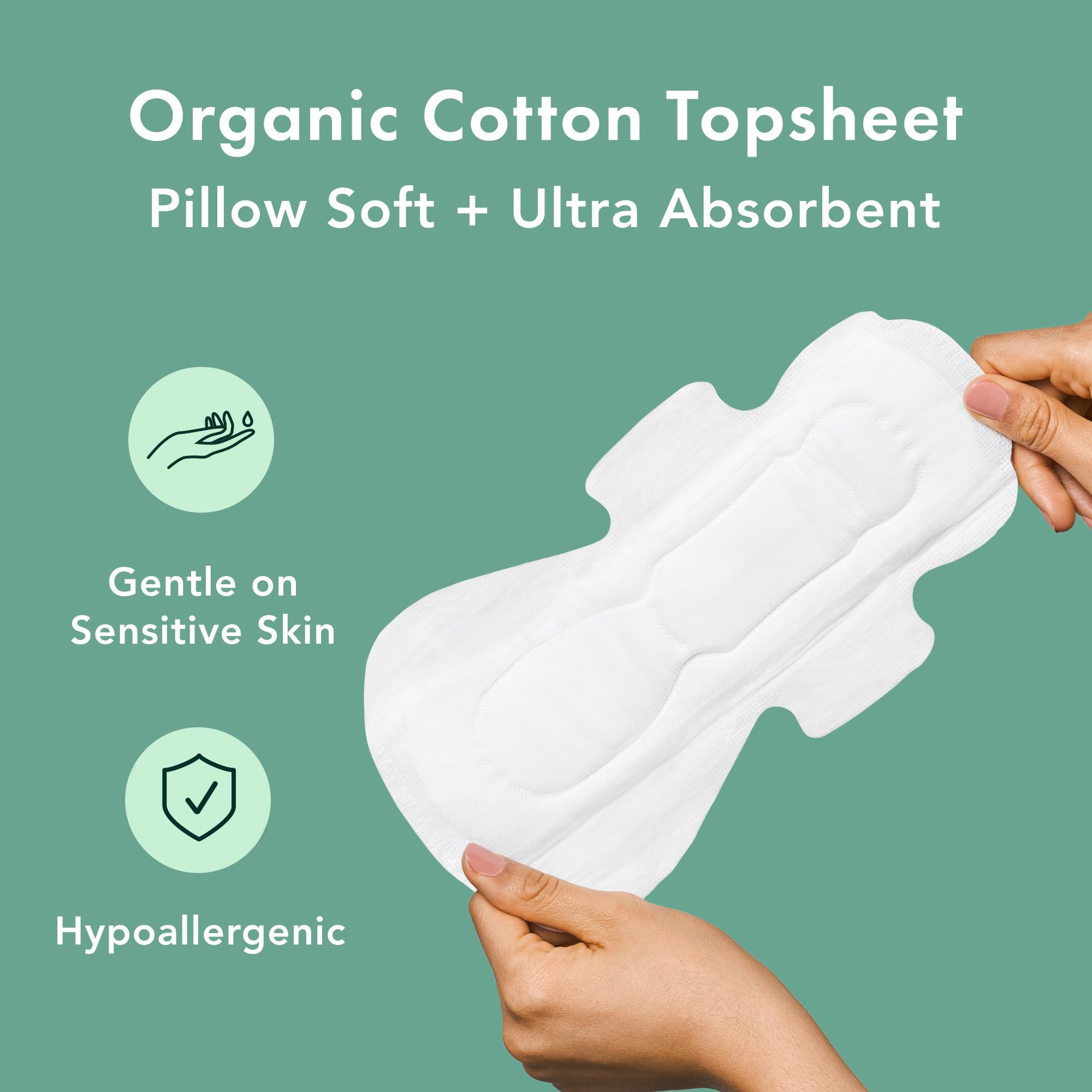 Rael Pads for Women, Organic Cotton Cover - Period Pads with Wings, Feminine Care, Sanitary Napkins, Heavy Absorbency, Unscented