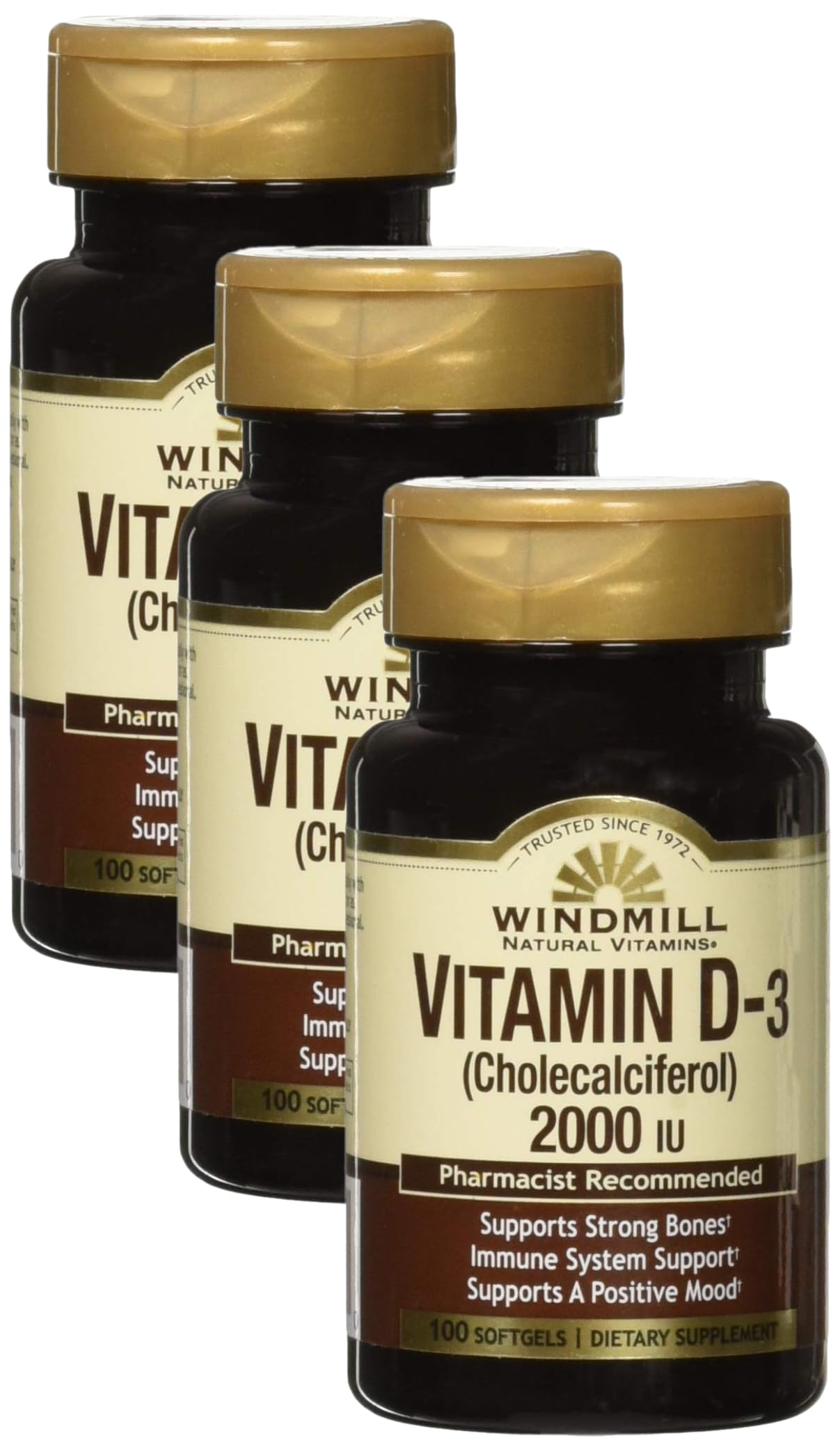 Windmill Vit D 2000 Iu Softgels Wmill 100 (Pack Of 3)
