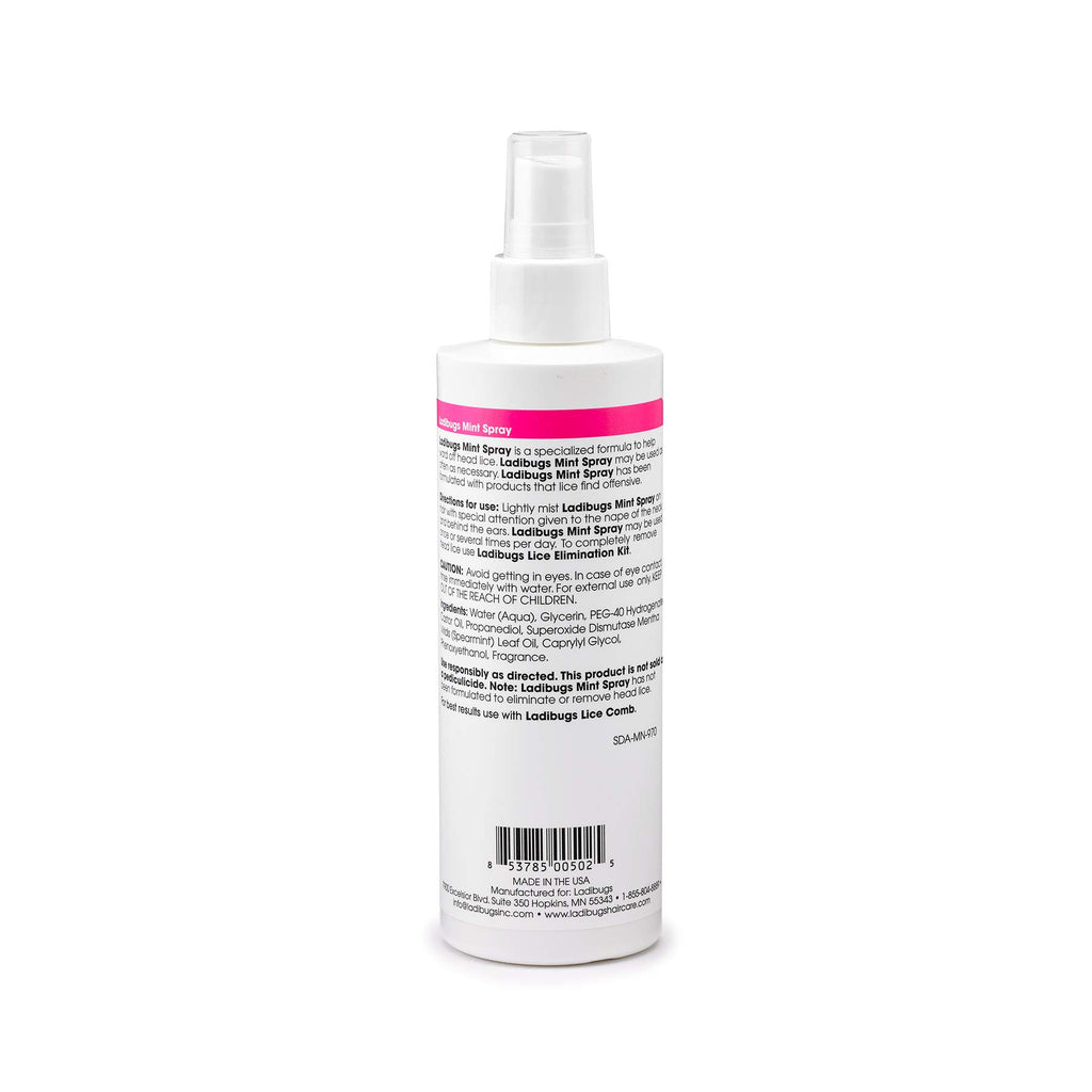 Ladibugs Lice Prevention Mint Spray 8oz | Natural Ingredients | Highly Effective Lice Treatment Spray | Daily Use