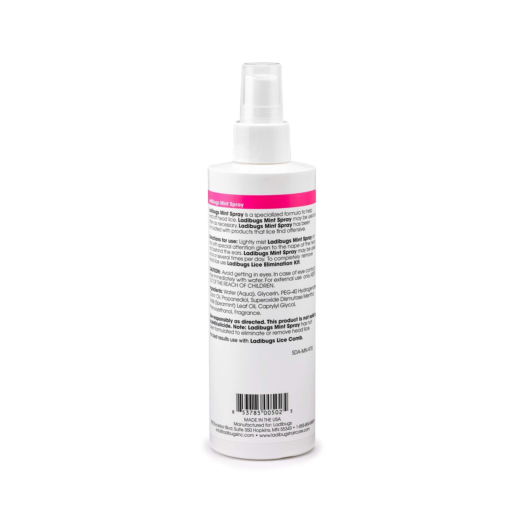 Ladibugs Lice Prevention Mint Spray 8oz | Natural Ingredients | Highly Effective Lice Treatment Spray | Daily Use
