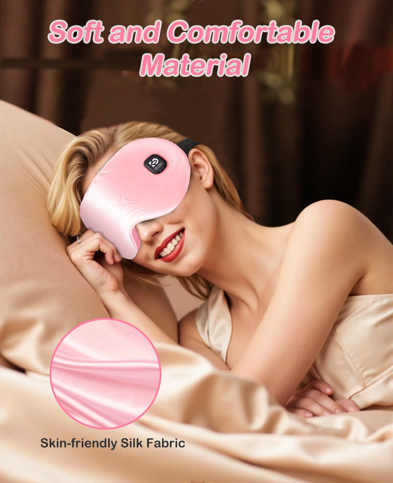 Wireless Heated Eye Mask Pink for Dry Eyes Eye Strain Stye, Rechargeable Heated Sleeping Eye Mask Suitable for Airplane, Busines