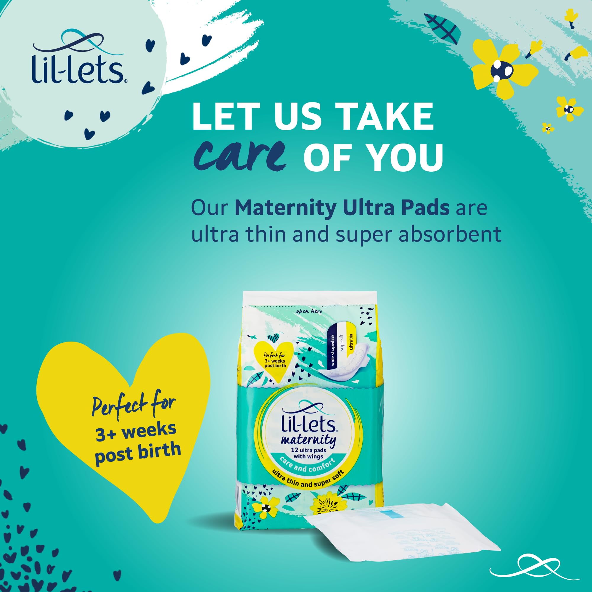 Lil-Lets Maternity Ultra Thin Pads with Wings - 36 Pack Bundle for Post-Natal Bleeding & Lighter Flow - Postpartum Essentials -