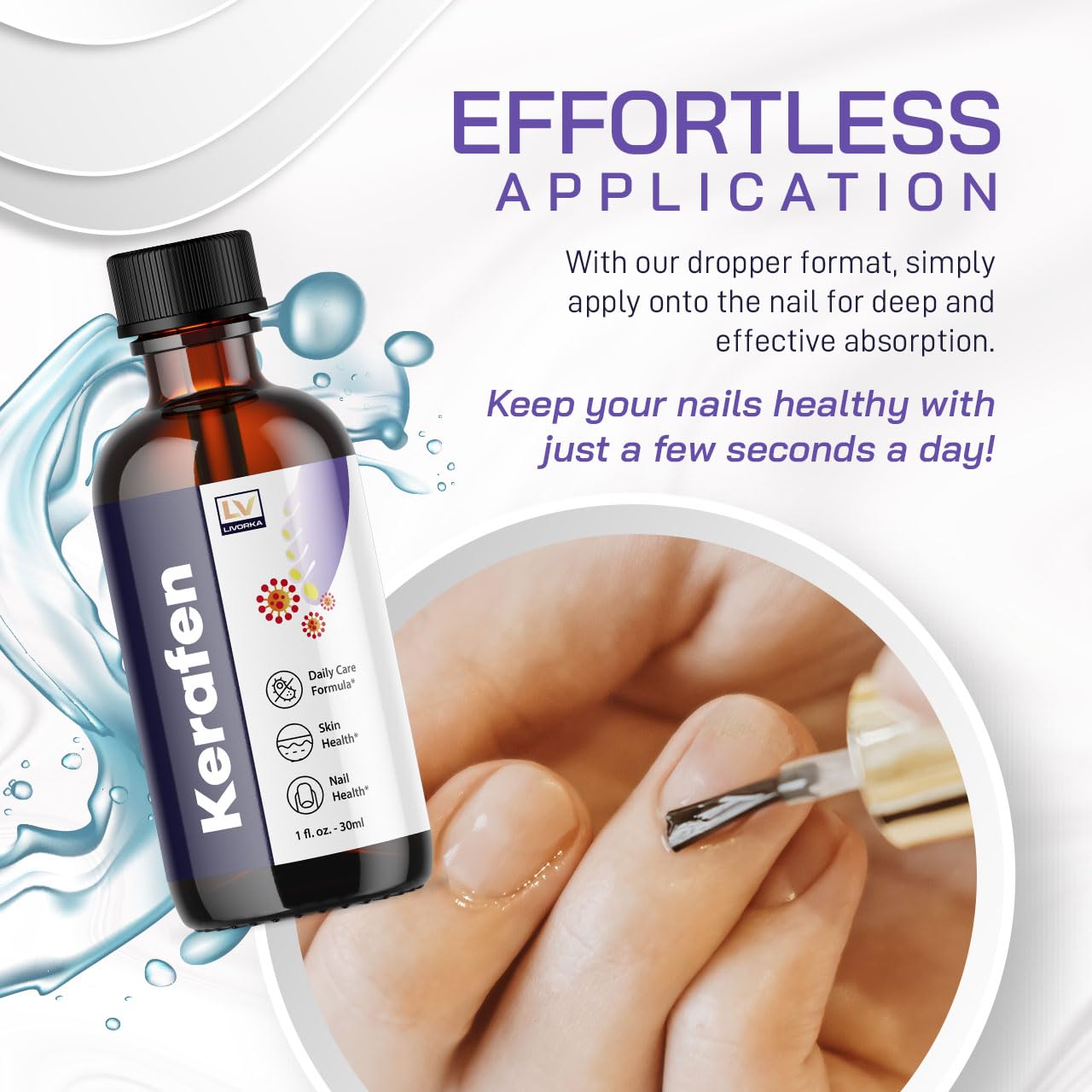 LIVORKA (3 Pack) Kerafen Toenail Liquid, Kerafen, Kerafen for Toenail, Kerafen Bottle, Kerafen Drops, Kerafen Drops for Nails, K