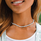 Lotus and Luna 4MM Energy Chakra Healing Necklace with Real Stones Jade, Pearl, Rose Quartz, Amethyst, Moonstone (Intuition + Se
