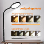 LASTAR LED Desk Lamp with Clamp, Remote Control & Touch, Desk Lamp for Home Office 5 Brightness/4 Colors/4 Timer/Memory/ 360 Fle