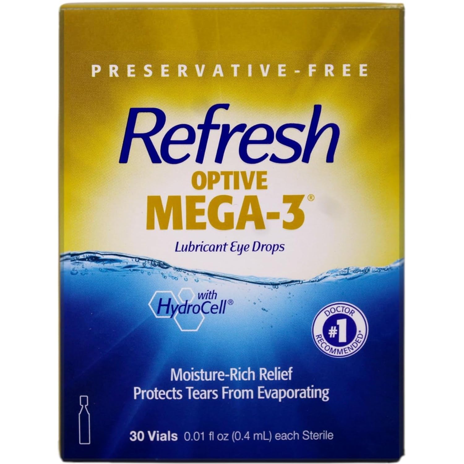 Refresh Optive Mega-3 Lubricant Eye Drops with Flaxseed Oil - 30 ct, Pack of 5