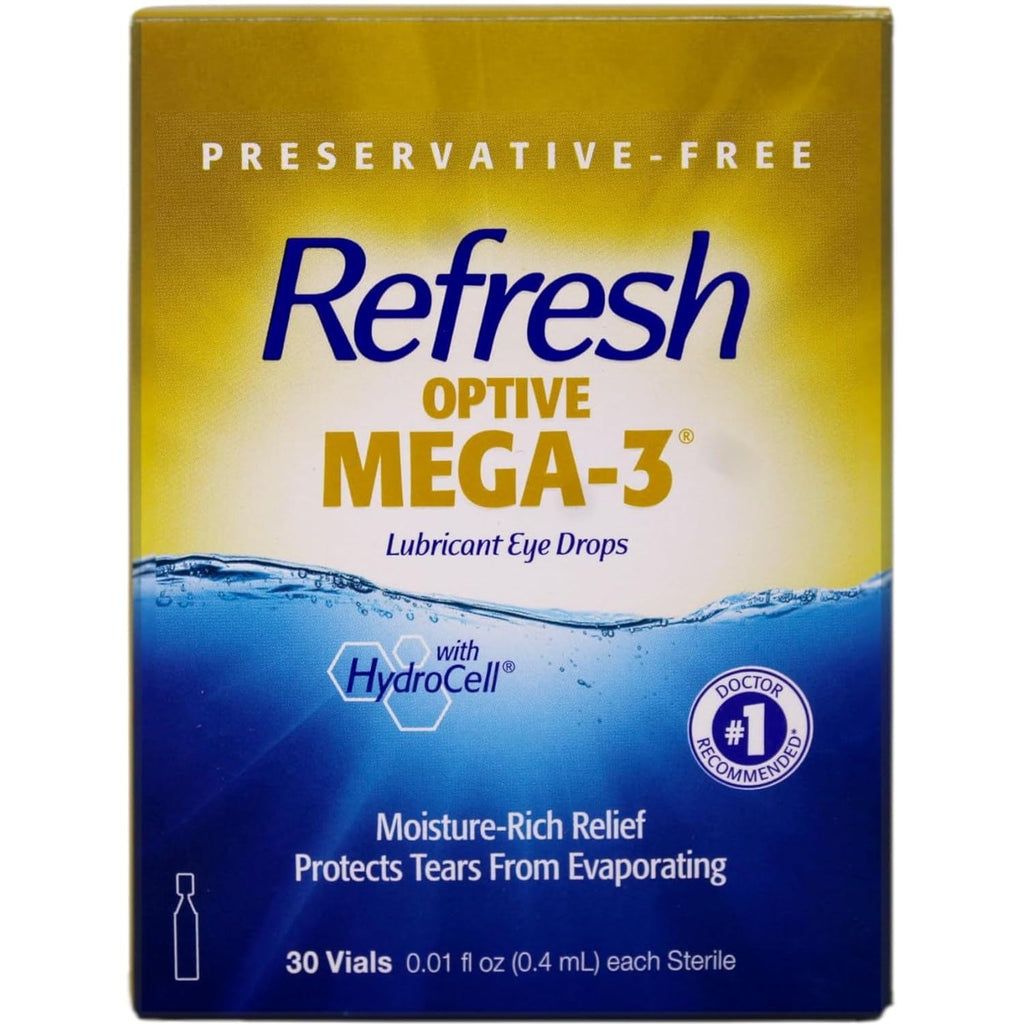 Refresh Optive Mega-3 Lubricant Eye Drops with Flaxseed Oil - 30 ct, Pack of 5