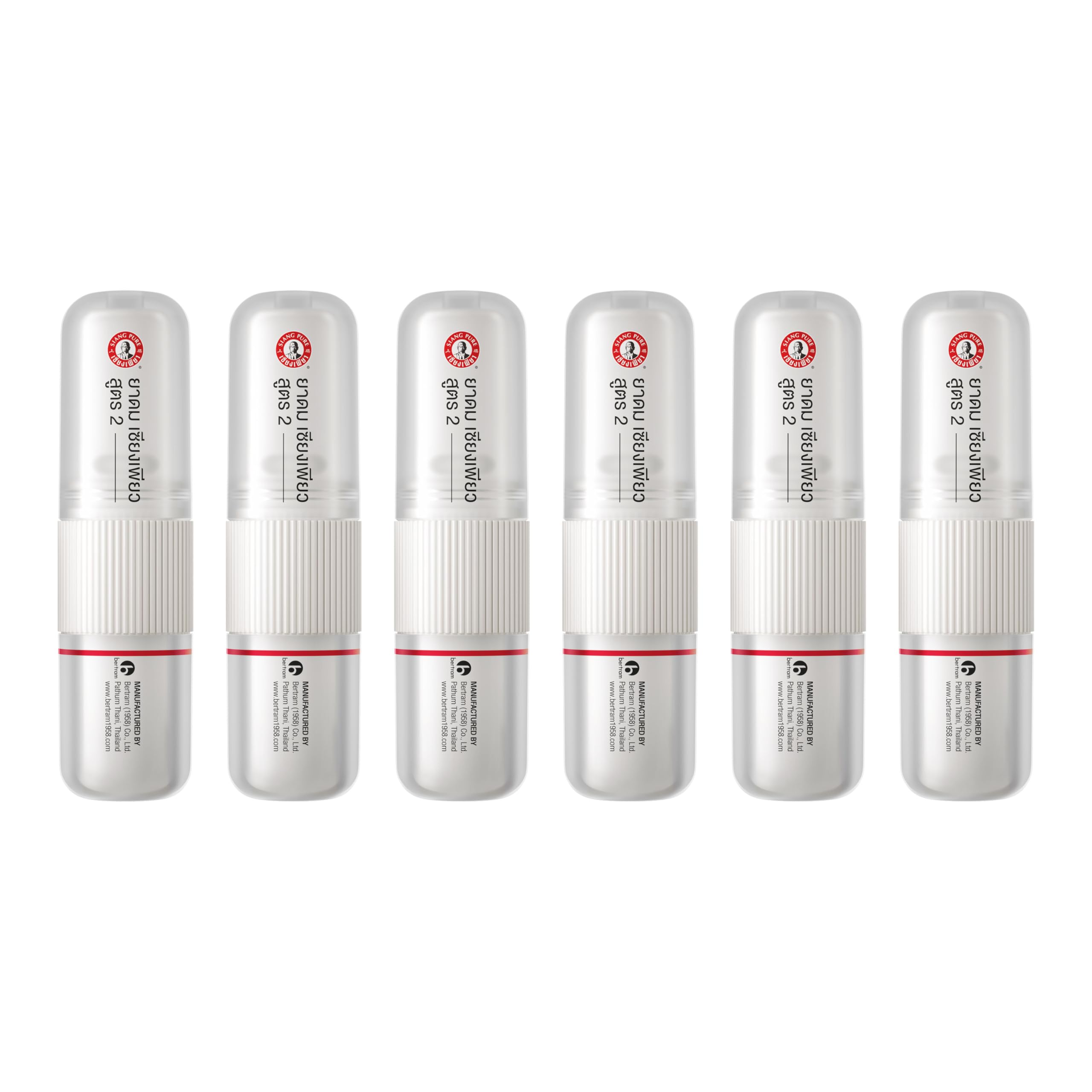 Siang Pure Aromatherapy Nasal Inhaler - Cooling Menthol, Peppermint and Eucalyptus Oil - Allergy, Congestion & Sinus Relief (6 P