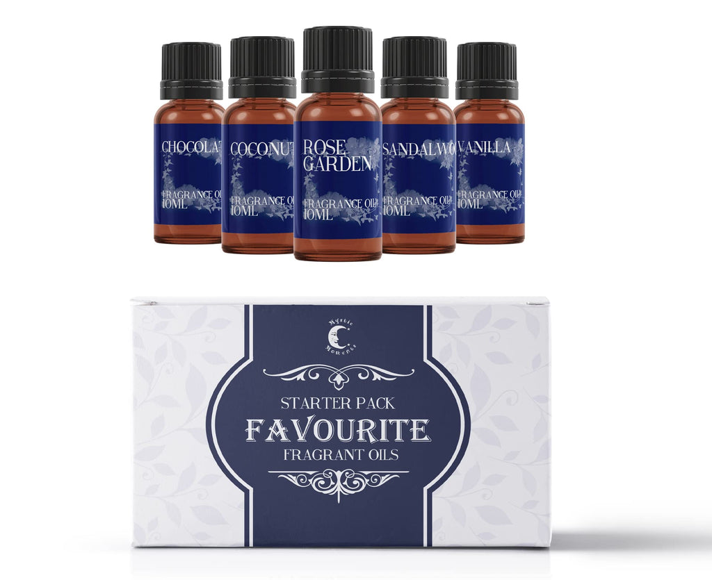 Mystic Moments | 5 x 10ml Favourite Fragrant Oil Set - Chocolate, Coconut, Rose Garden, Sandalwood, Vanilla