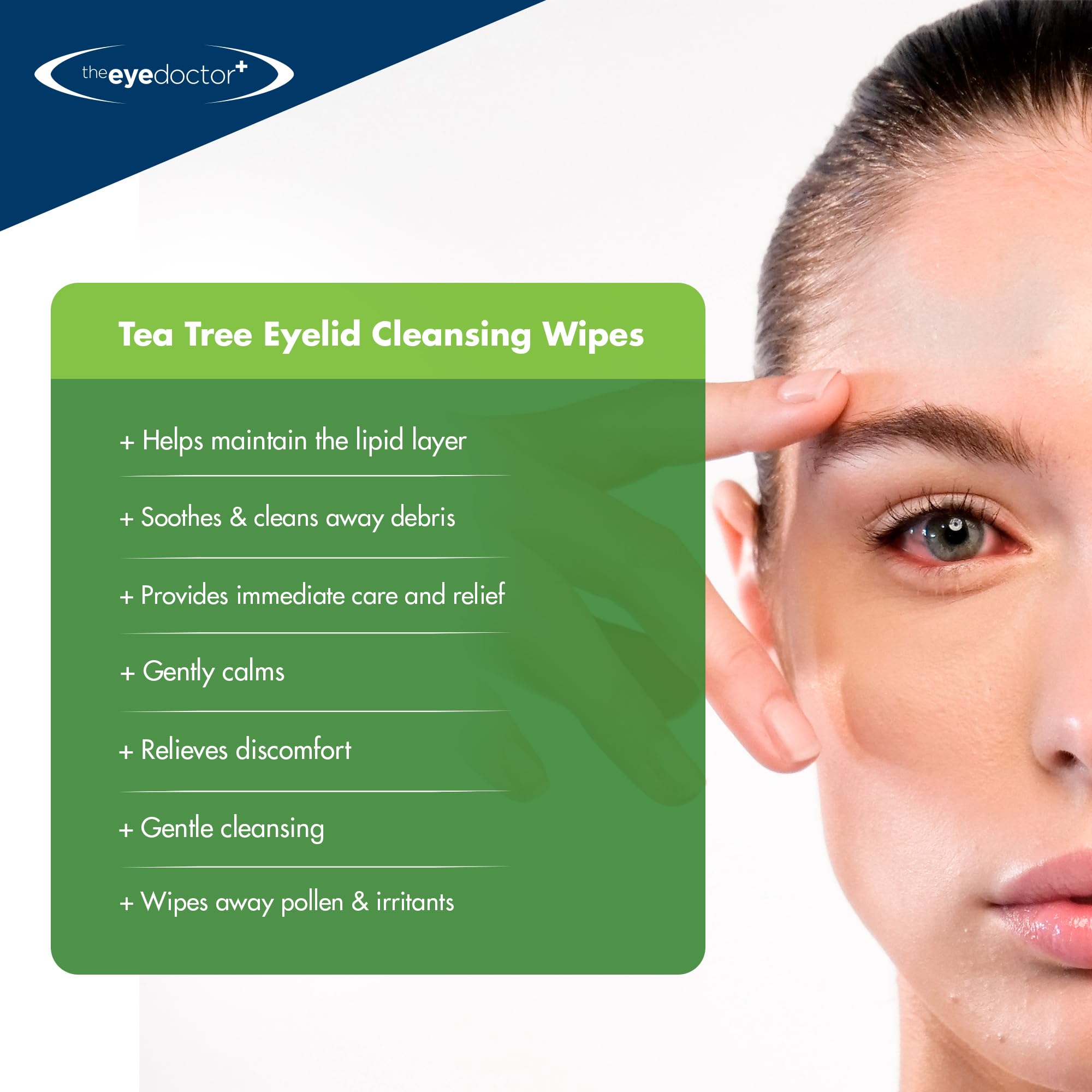 The Eye Doctor Tea Tree Oil Eyelid Wipes - 40 x Single Use Eye Cleaning Wipes for Daily Lid Care - Individual Preservative Free